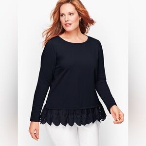 Talbots - Women’s Navy Lace Hem Top
